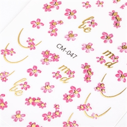 Blomster klistermærker med guld, CM-047, GNB